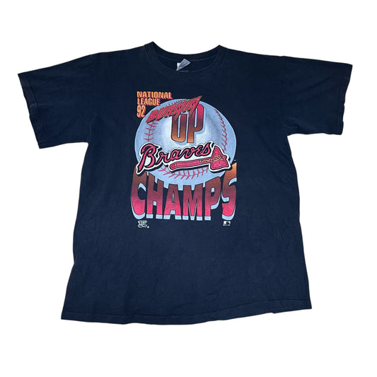 Vintage 1992 MLB Atlanta Braves “Burning Up” National Champions Tee XL