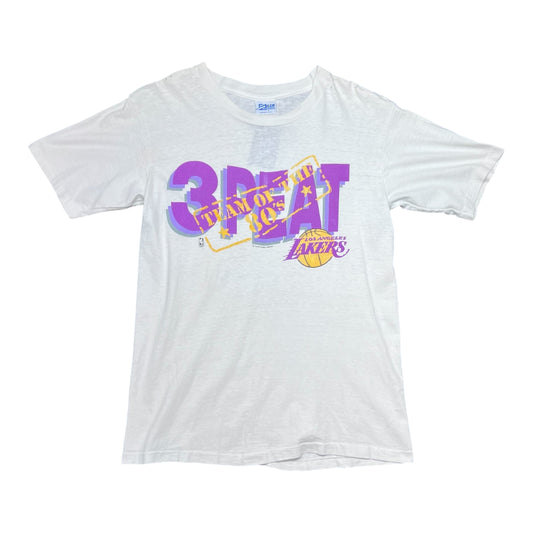 Vintage 80s Salem NBA Los Angeles Lakers “Team Of The 80s” 3 Peat Championships Tee L