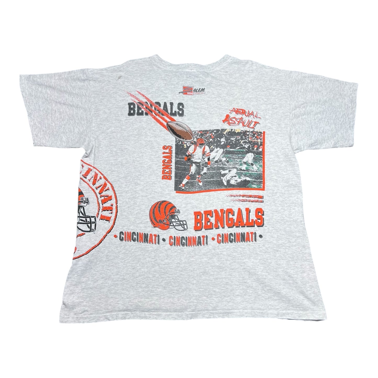 Vintage 1991 Salem Sportswear Cincinnati Bengals Aerial Assault Tee XXL
