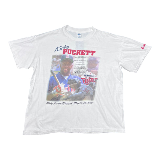 Vintage 1997 MLB Minnesota Twins Baseball Kirby Puckett Player Tee XL