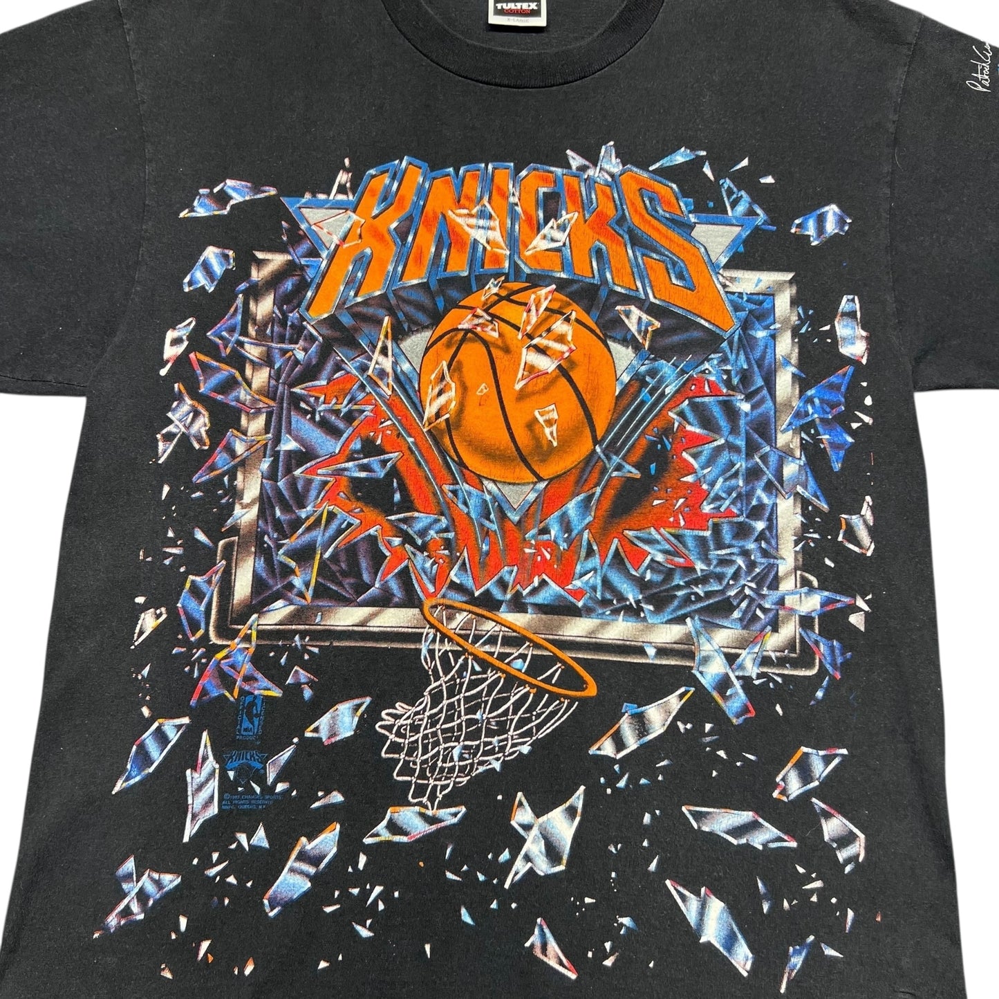 Vintage 90s New York Knicks Shattered Backboard Basketball Tee XL