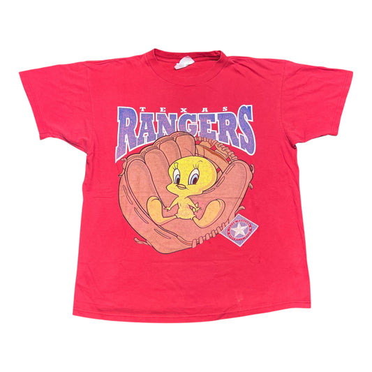 Vintage 90s CSA Texas Rangers Baseball Glove Tweety Bird Tee L