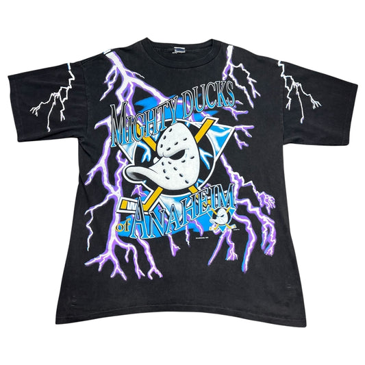 Vintage 1993 Salem Mighty Ducks Anaheim Hockey Lightning Tee XL